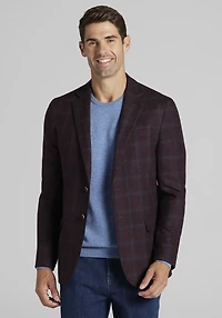 Men's Reserve Collection Tailored Fit Plaid Cashmere Blend Sportcoat at Jos. A. Bank, Burgundy