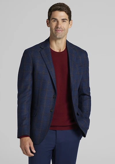 Men's Reserve Collection Tailored Fit Plaid Cashmere Blend Sportcoat at Jos. A. Bank, Blue