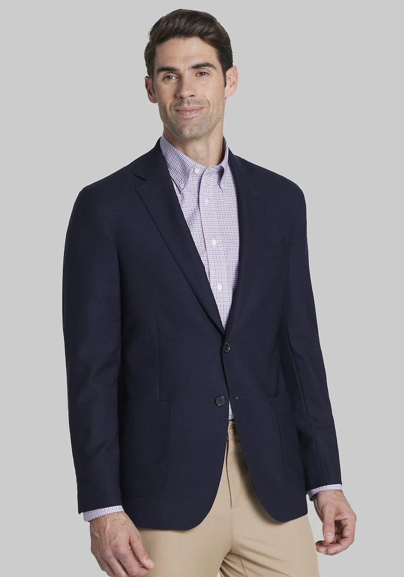 Men's Big & Tall Traveler Traditional Fit 100% Italian Wool Blazer at Jos. A. Bank, Blue/Navy