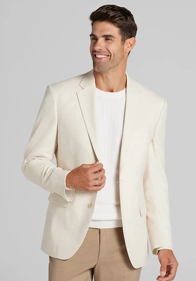 Men's Jos. A. Bank Traditional Fit Textured Comfort Stretch Sportcoat at Jos. A. Bank, Ivory/Tan