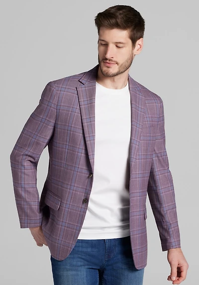 Men's Jos. A. Bank Tailored Fit Plaid Sportcoat at Jos. A. Bank, Berry/Burgundy
