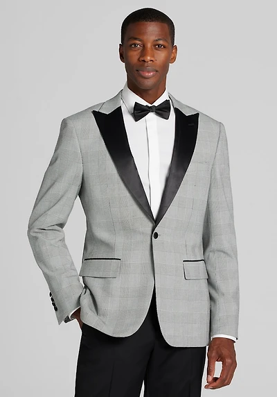 Men's Jos. A. Bank Comfort Stretch Slim Fit Plaid Dinner Jacket at Jos. A. Bank, Black/White