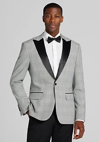 Men's Jos. A. Bank Comfort Stretch Slim Fit Plaid Dinner Jacket at Jos. A. Bank, Black/White