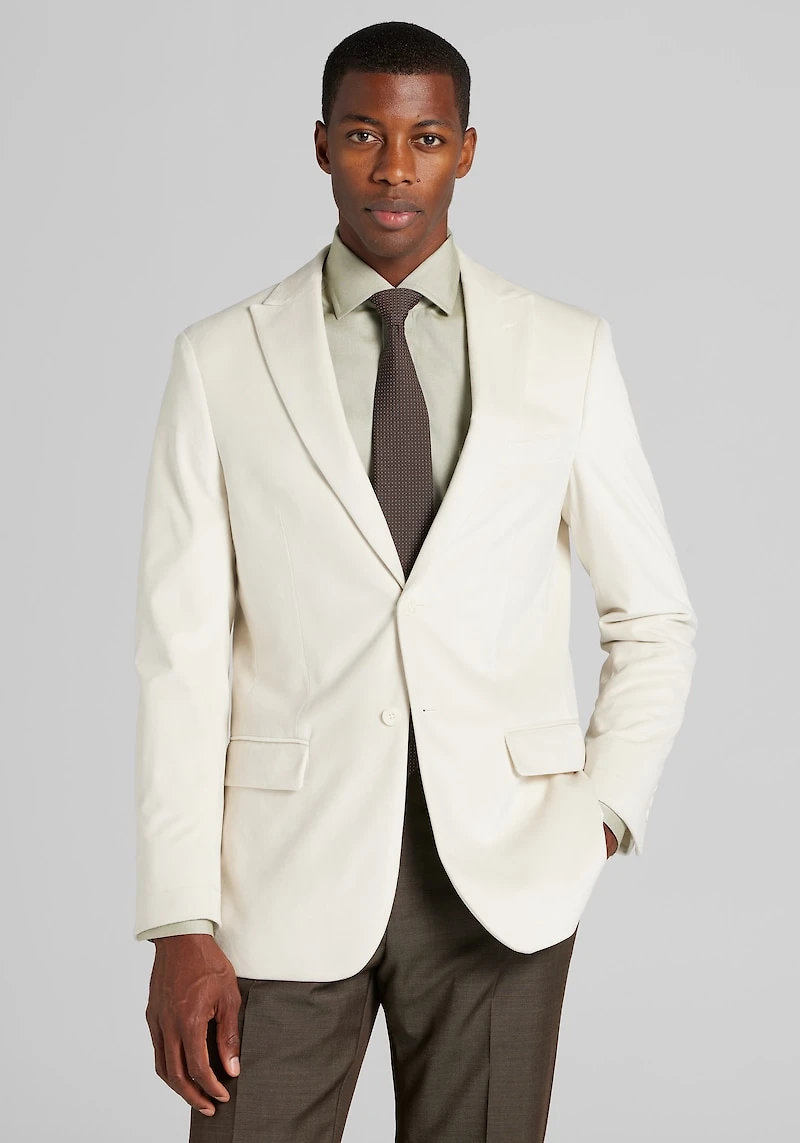 Men's Jos. A. Bank Tailored Fit Comfort Stretch Velvet Dinner Jacket at Jos. A. Bank, Cream/Ivory/White