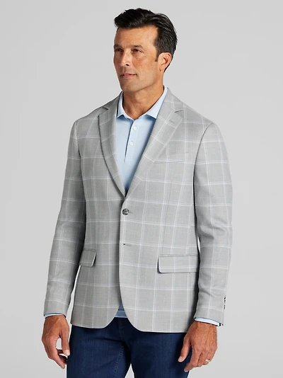 Men's Jos. A. Bank Comfort Stretch Tailored Fit Windowpane Sportcoat at Jos. A. Bank, Blue/Green/Sage