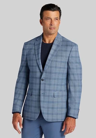 Men's Jos. A. Bank Comfort Stretch Traditional Fit Plaid Sportcoat at Jos. A. Bank, Blue