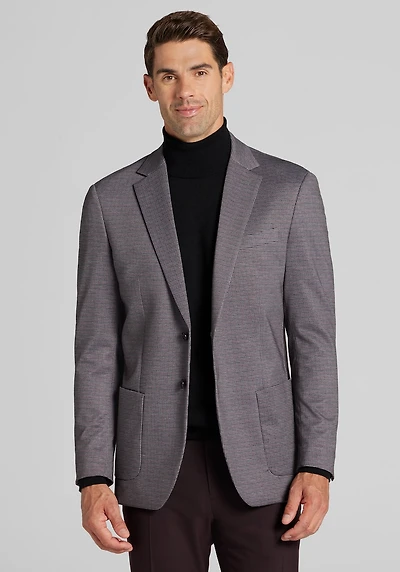Men's Jos. A. Bank Comfort Stretch Tailored Fit Houndstooth Knit Sportcoat at Jos. A. Bank, Burgundy