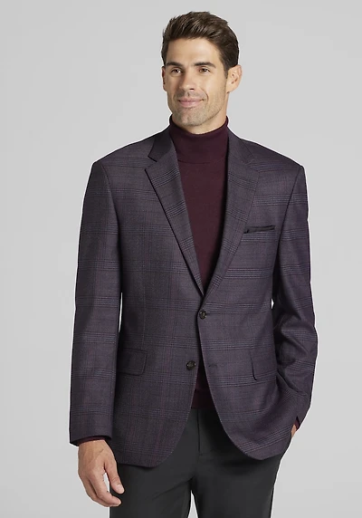 Men's Jos. A. Bank Traditional Fit Comfort Stretch Plaid Sportcoat at Jos. A. Bank, Burgundy