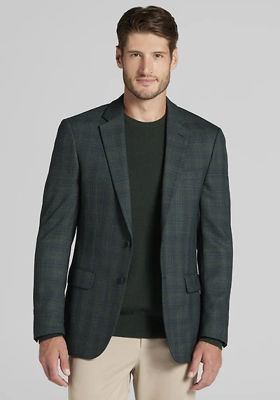 Men's Traveler® COOLMOTION Slim Fit Plaid Sportcoat at Jos. A. Bank, Green