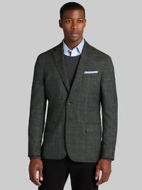 Men's Reserve Collection Tailored Fit Wool-Linen Blend Plaid Sportcoat at Jos. A. Bank, Green