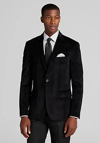 Men's Jos A. Bank Comfort Stretch Slim Fit Plaid Velvet Dinner Jacket at Jos. A. Bank, Black