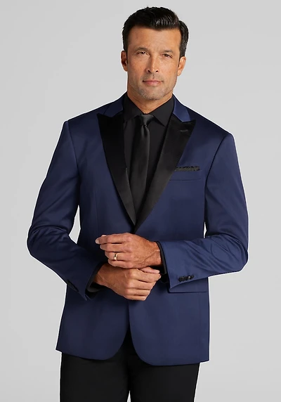 Men's Jos. A. Bank Tailored Fit Comfort Stretch Sateen Dinner Jacket at Jos. A. Bank, Blue/Navy