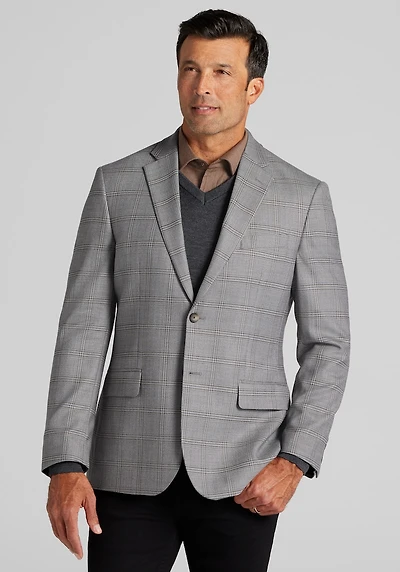Men's Traveler® COOLMOTION Tailored Fit Plaid Sportcoat at Jos. A. Bank, Grey