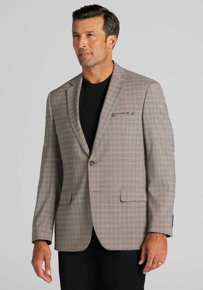 Men's Traveler® COOLMOTION Traditional Fit Medium Plaid Sportcoat at Jos. A. Bank, Tan