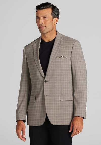 Men's Traveler® COOLMOTION Traditional Fit Medium Plaid Sportcoat at Jos. A. Bank, Tan