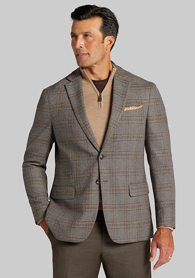 Men's Jos. A. Bank Comfort Stretch Tailored Fit Plaid Sportcoat at Jos. A. Bank, Brown
