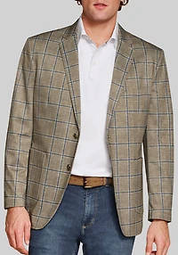 Men's Johnston & Murphy Tailored Fit XC Flex® Pinnacle Windowpane Knit Blazer at Jos. A. Bank, Tan