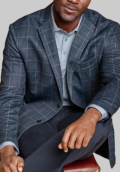 Men's Johnston & Murphy Tailored Fit XC Flex® Pinnacle Windowpane Knit Blazer at Jos. A. Bank, Blue/Navy