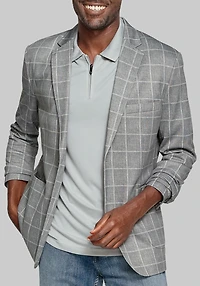 Men's Johnston & Murphy Tailored Fit XC Flex® Pinnacle Windowpane Knit Blazer at Jos. A. Bank, Grey