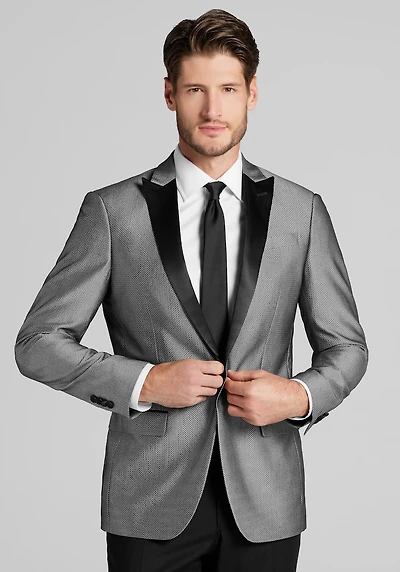 Men's Jos. A. Bank Comfort Stretch Herringbone Skinny Fit Dinner Jacket at Jos. A. Bank, Black