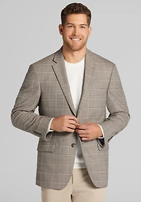 Men's Traveler® COOLMOTION Traditional Fit Windowpane Sportcoat at Jos. A. Bank, Tan