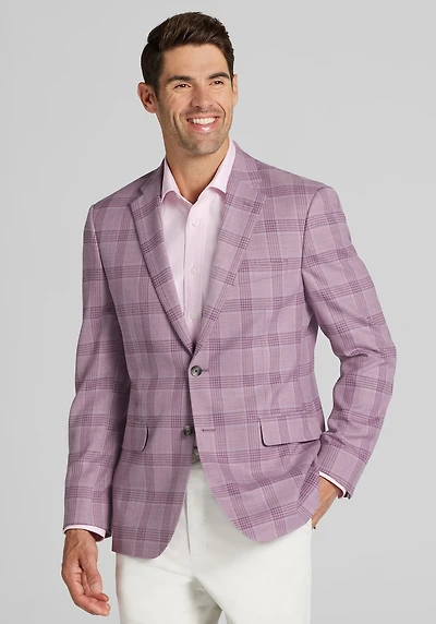 Men's Traveler® COOLMOTION Tailored Fit Plaid Sportcoat at Jos. A. Bank, Pink