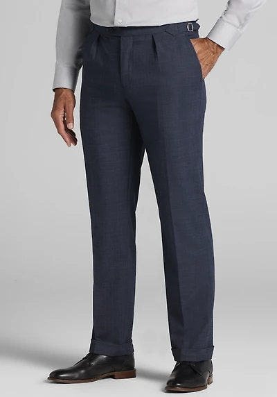 Men's Jos. A. Bank Tailored Fit Medium Plaid Side Tab Dress Pants at Jos. A. Bank, Black/Blue/Navy