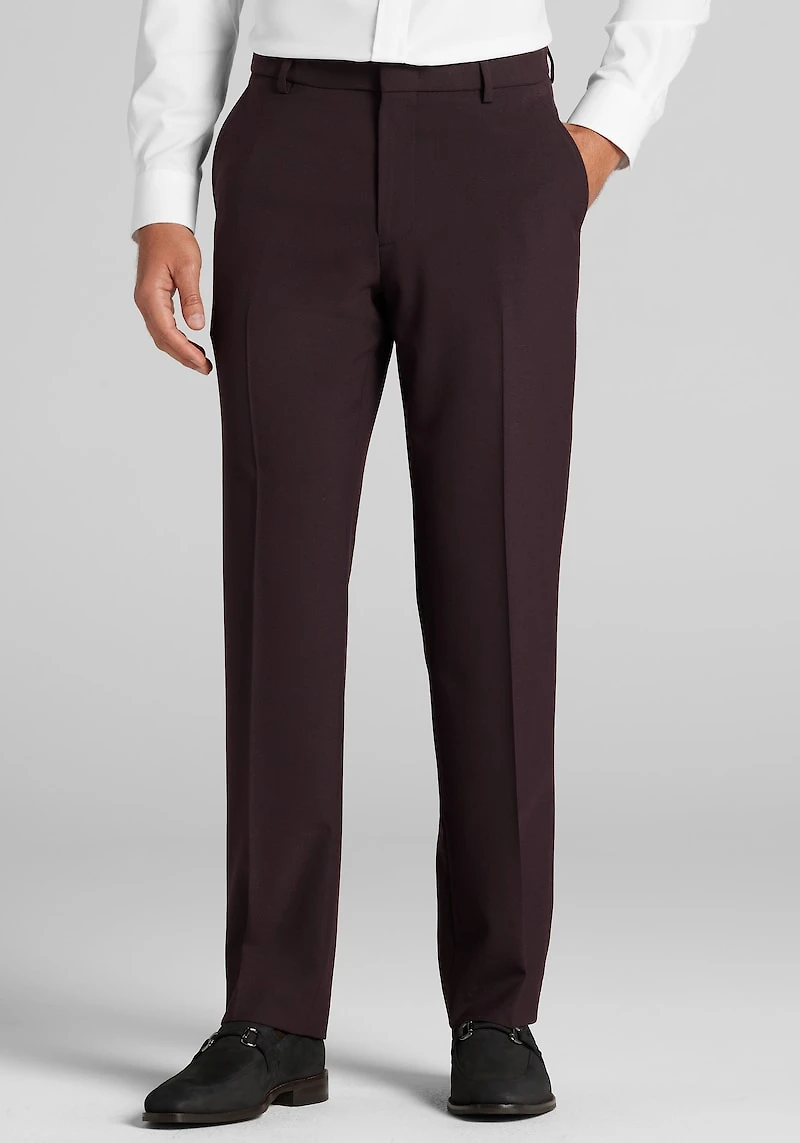 Men's Jos. A. Bank Comfort Stretch Tweed Dress Pants - Tailored Fit at Jos. A. Bank, Burgundy