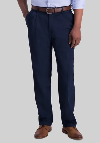 Men's Haggar Classic Fit Pleated No Iron Pants at Jos. A. Bank, Blue/Dark Navy