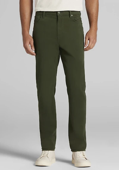 Men's Jos. A. Bank Tailored Fit Comfort Stretch 5-Pocket Pants at Jos. A. Bank, Duffel Bag/Green