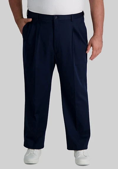 Men's Big & Tall Haggar Classic Fit Pleated No Iron Pants at Jos. A. Bank, Blue/Dark Navy