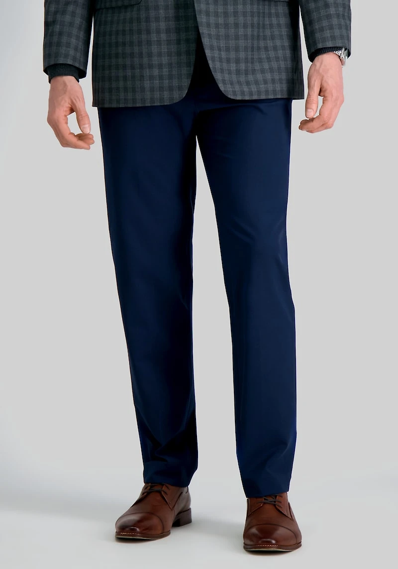 Men's Haggar Slim Fit 4-Way Stretch Flat Front Dress Pants at Jos. A. Bank, Blue