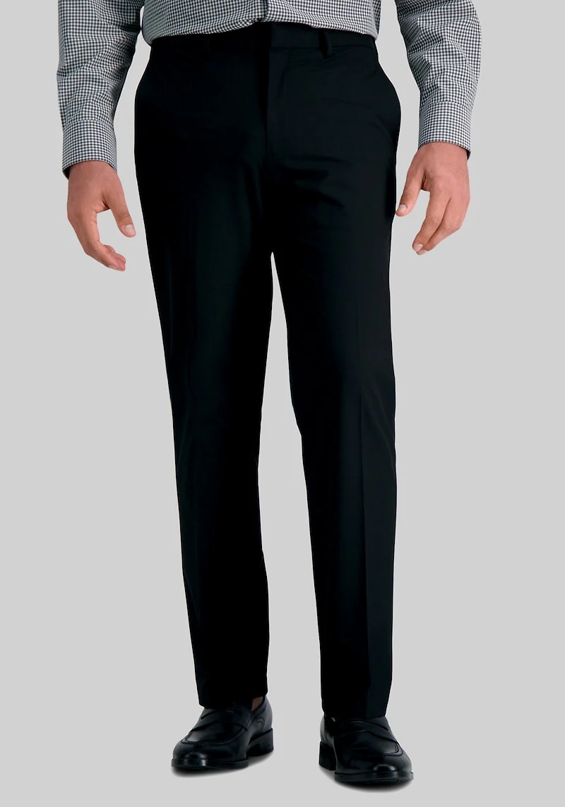 Men's J.M. Haggar Tailored Fit 4-Way Stretch Flat Front Dress Pants at Jos. A. Bank, Black