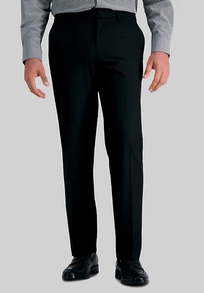 Men's J.M. Haggar Tailored Fit 4-Way Stretch Flat Front Dress Pants at Jos. A. Bank, Black