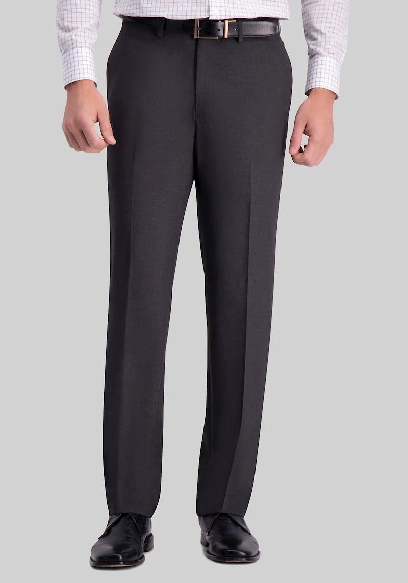 Men's J.M. Haggar Tailored Fit 4-Way Stretch Flat Front Dress Pants at Jos. A. Bank, Charcoal/Grey