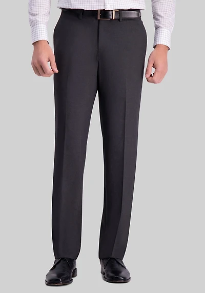 Men's J.M. Haggar Tailored Fit 4-Way Stretch Flat Front Dress Pants at Jos. A. Bank, Charcoal/Grey