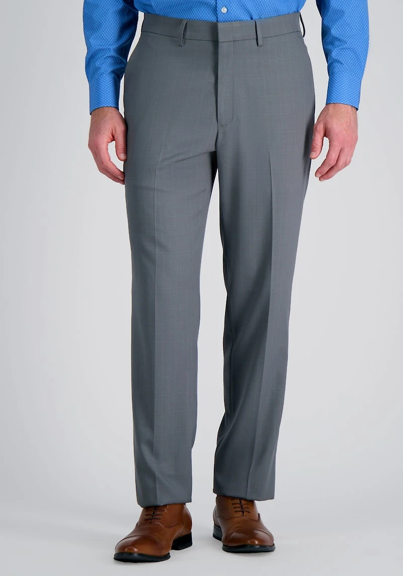 Men's Haggar Premium Comfort Straight Fit Tonal Windowpane Flat Front Dress Pants at Jos. A. Bank, Dark Grey