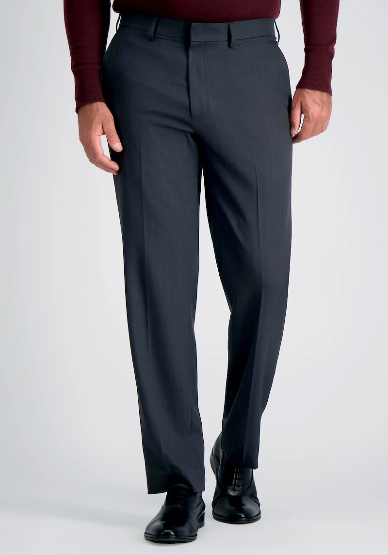 Men's Haggar Premium Comfort Straight Fit Tonal Windowpane Flat Front Dress Pants at Jos. A. Bank, Charcoal/Grey