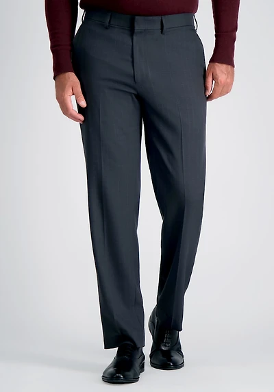 Men's Haggar Premium Comfort Straight Fit Tonal Windowpane Flat Front Dress Pants at Jos. A. Bank, Charcoal/Grey