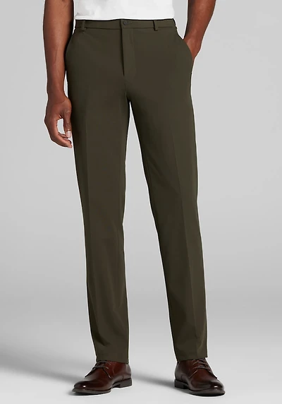 Men's Traveler Performance Slim Fit Tech Knit Suit Separates Pant at Jos. A. Bank, Green/Olive