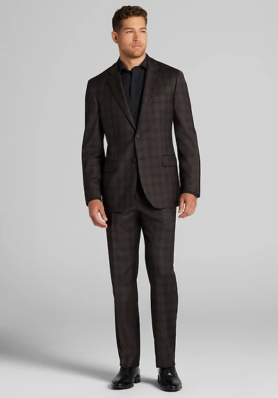 Men's Traveler® COOLMOTION Tailored Fit Plaid Suit Jacket at Jos. A. Bank, Brown