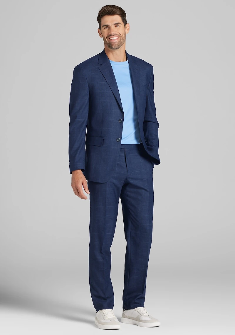 Men's Jos. A. Bank Tailored Fit Wool Blend Plaid Suit Jacket at Jos. A. Bank, Blue/Navy