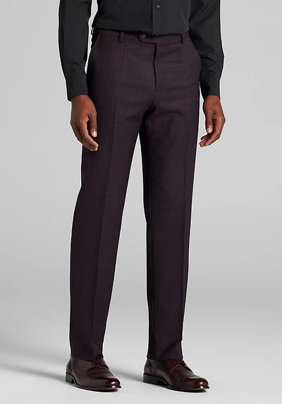 Men's Traveler® COOLMOTION Tailored Fit Melange Suit Pants at Jos. A. Bank, Burgundy