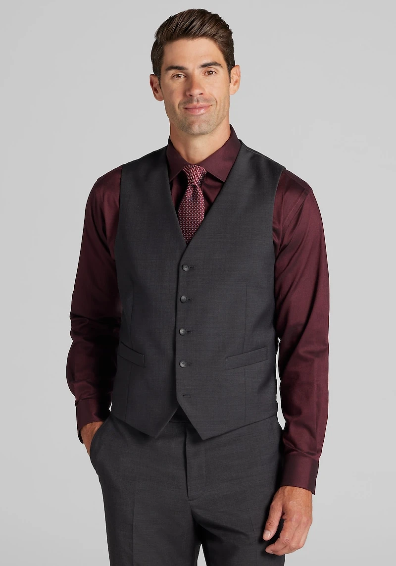 Men's Traveler COOLMOTION Tailored Fit Suit Vest at Jos. A. Bank, Graphite/Grey