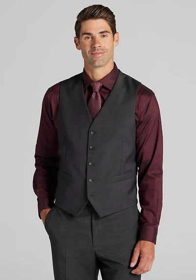 Men's Traveler COOLMOTION Tailored Fit Suit Vest at Jos. A. Bank, Graphite/Grey