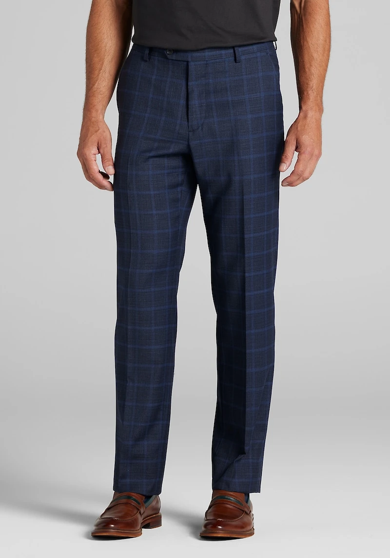 Men's Traveler® Collection Tailored Fit Windowpane Suit Pants at Jos. A. Bank, Blue/Navy