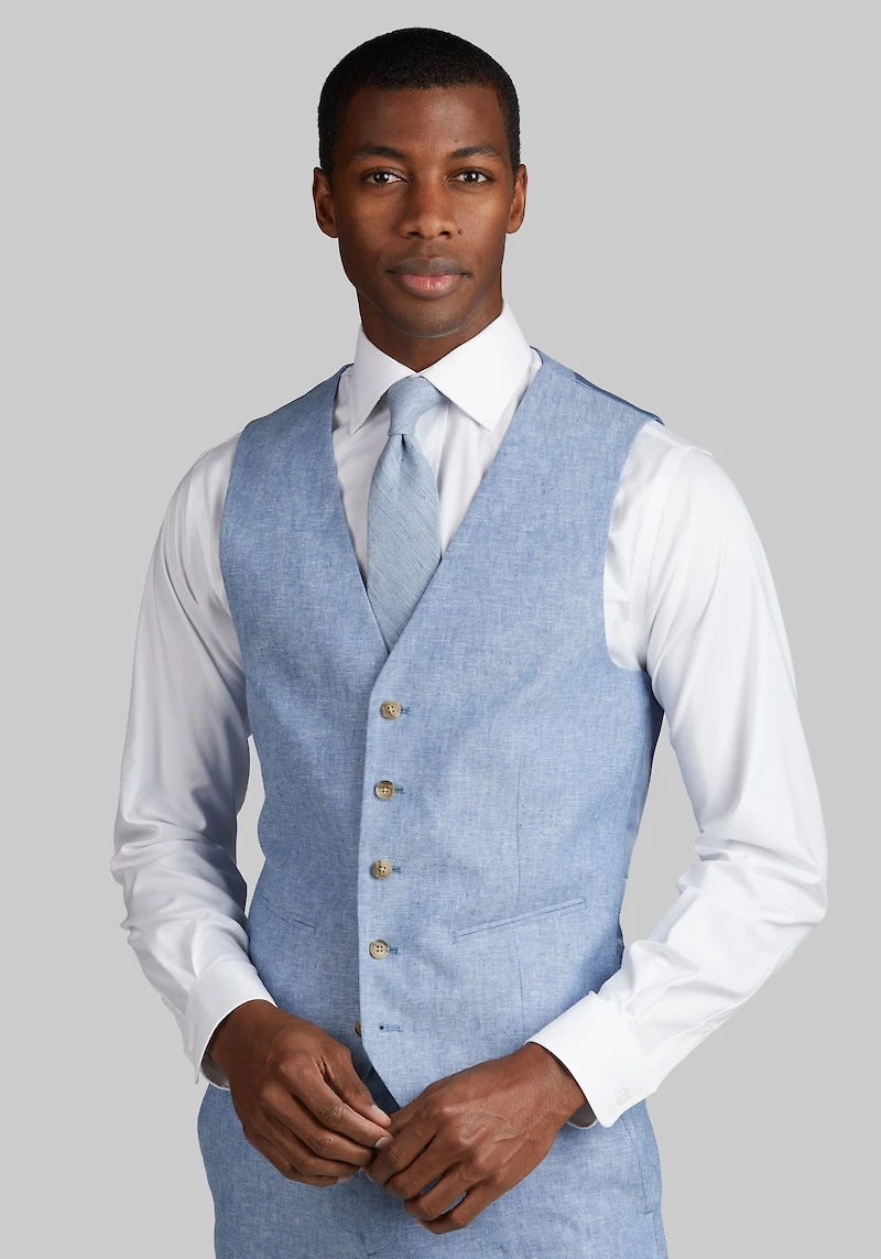 Men's Jos. A. Bank Slim Fit Linen Blend Suit Vest at Jos. A. Bank, Light Blue