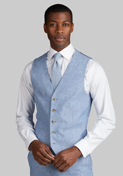 Men's Jos. A. Bank Slim Fit Linen Blend Suit Vest at Jos. A. Bank, Light Blue