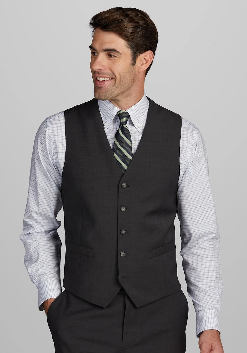 Men's Traveler Performance Collection Tailored Fit Suit Vest at Jos. A. Bank, Dark Grey