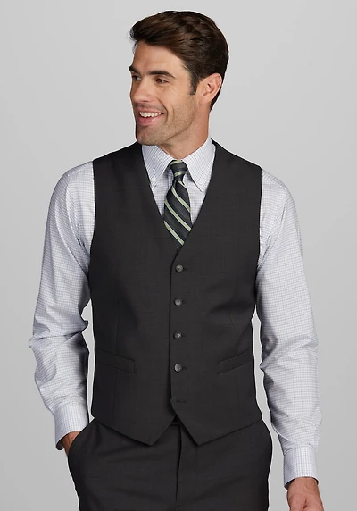 Men's Traveler Performance Collection Tailored Fit Suit Vest at Jos. A. Bank, Dark Grey